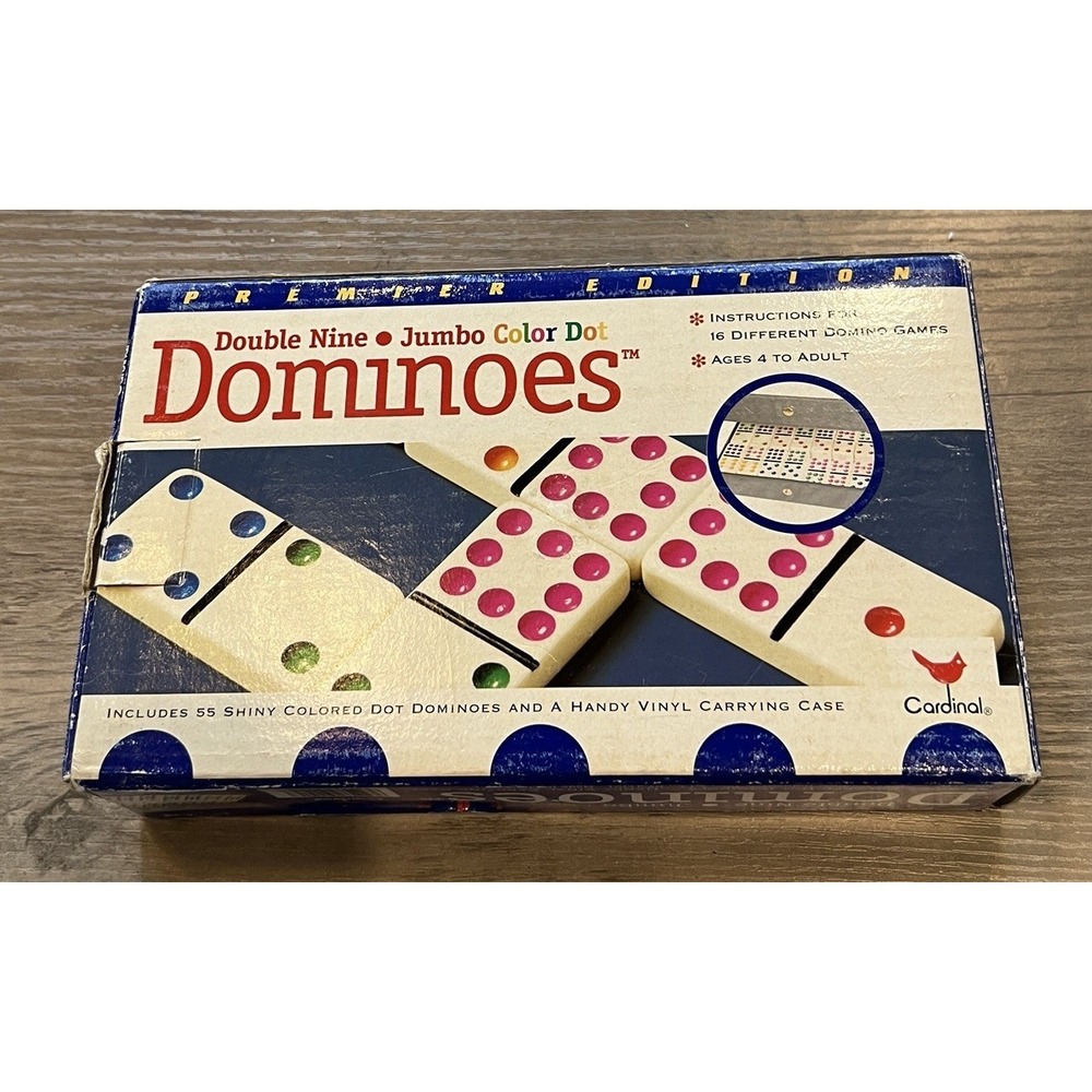 Vintage 1997 Cardinal Industries Double Nine Jumbo Dot Dominoes